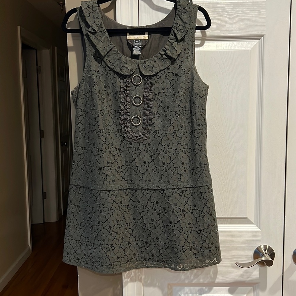 Sanctuary Lace Peter Pan Ruffle Collar Shift Dress Sz M